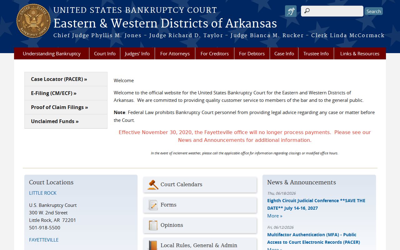 Bay court docket comparison with Arkansas federal bankruptcy records