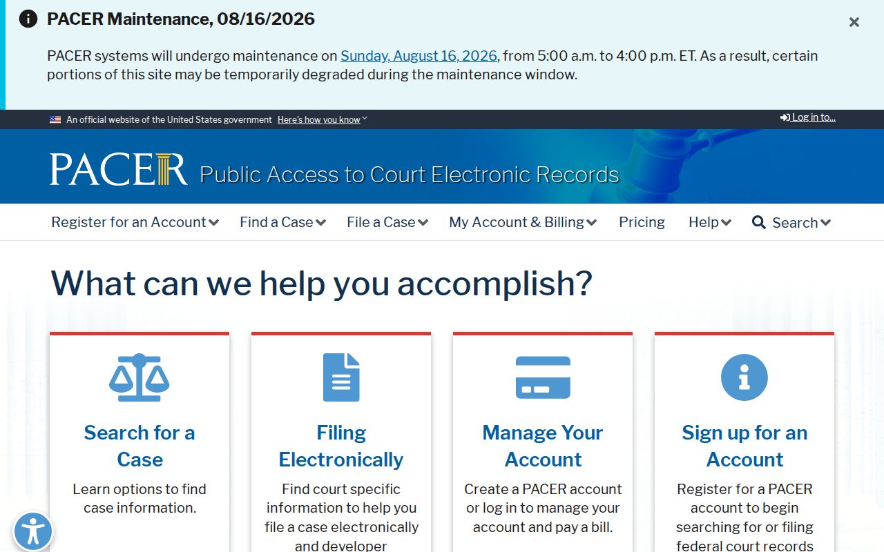 Bay court docket comparison with federal PACER access