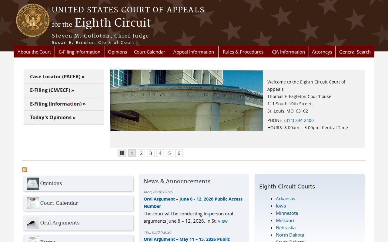 Craighead County civil docket distinction from the federal Eighth Circuit