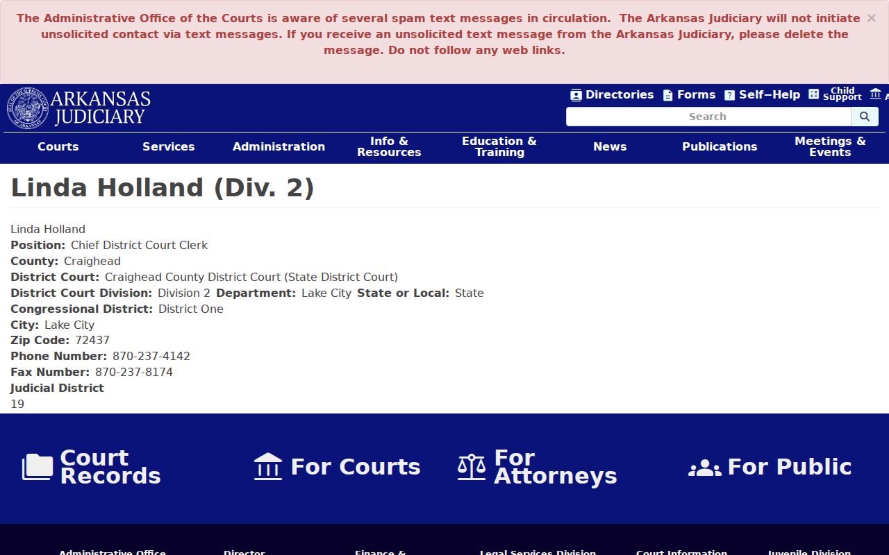 Craighead County court calendar Lake City District Court clerk source