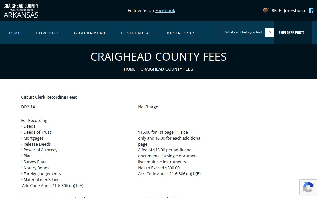 Craighead County court records clerk fee schedule