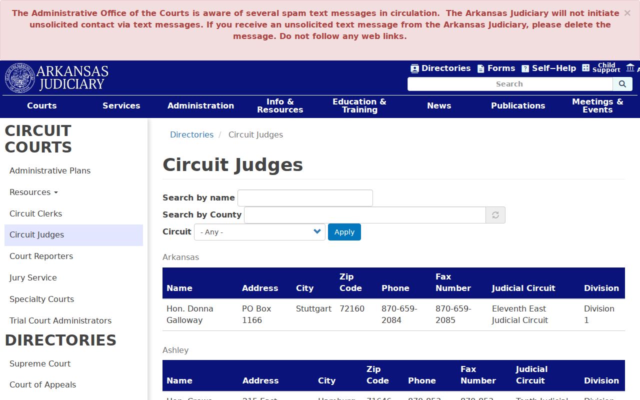 Craighead County criminal docket directory for Second Judicial Circuit judges