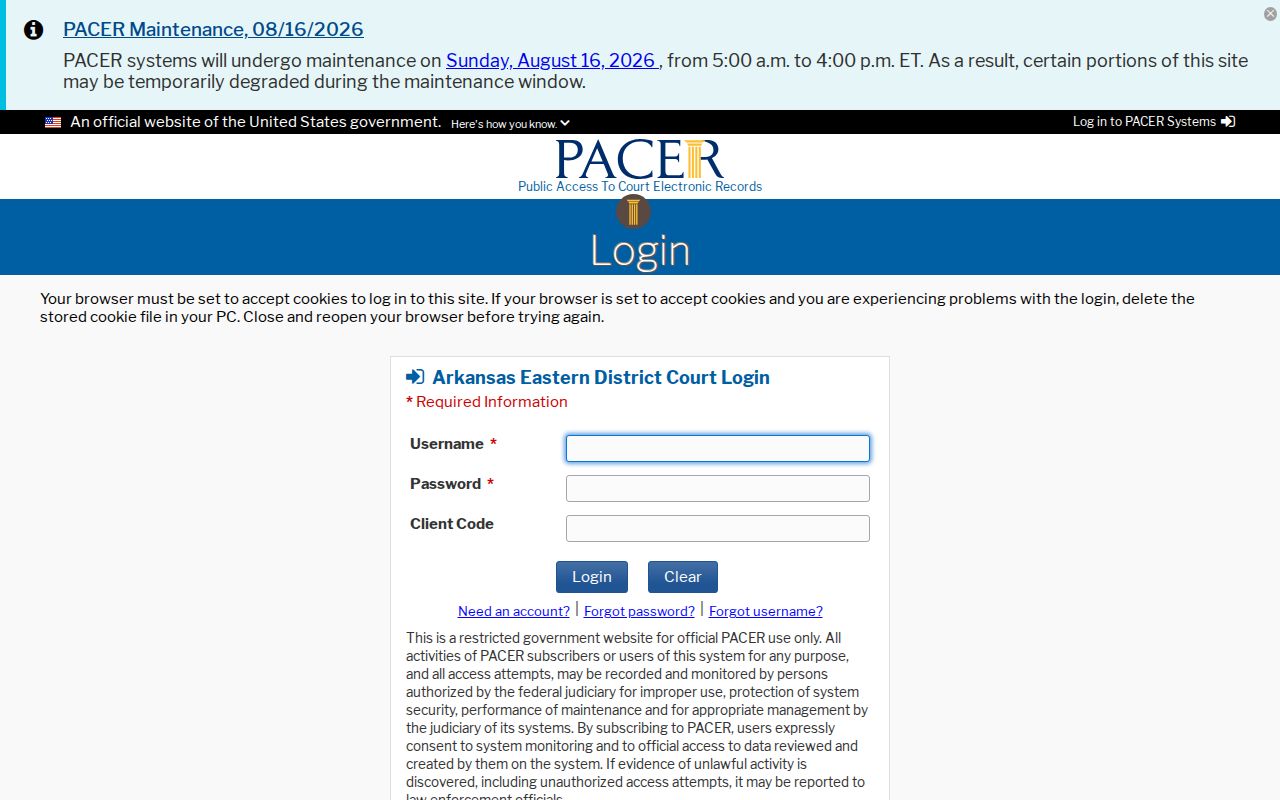 Jonesboro court docket comparison with federal CM ECF login